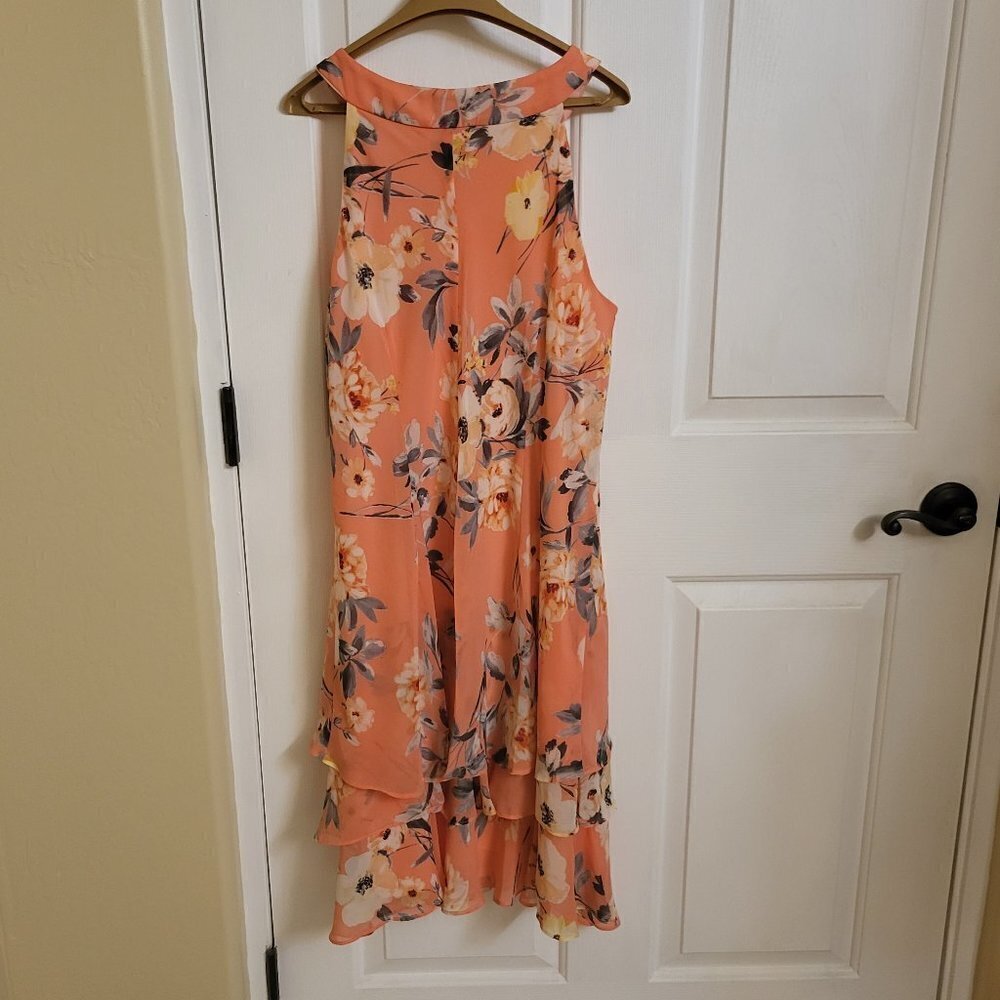 Robbie Bee Sleeveless Floral Chiffon Keyhole Neck Dress Size 12 NWT - Picture 9 of 12